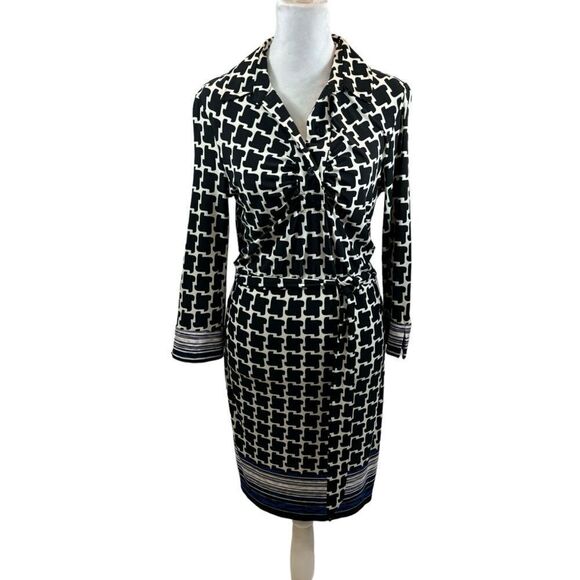 Ladies Laundry by Shelli Segal Brand Large Print Houndstooth Shirt‎ Dress Size 2 - Picture 1 of 10
